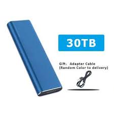 محرك أقراص صلب خارجي سعة 30 تيرا بايت ذو لون أزرق SSD بسرعة عالية من نوع Type-C/USB 3.0 