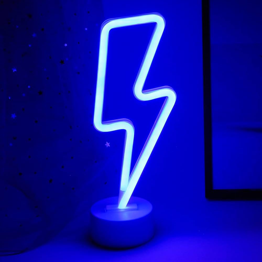 لافتة نيون باضاءة LED بتصميم صاعقة برق رعديه 