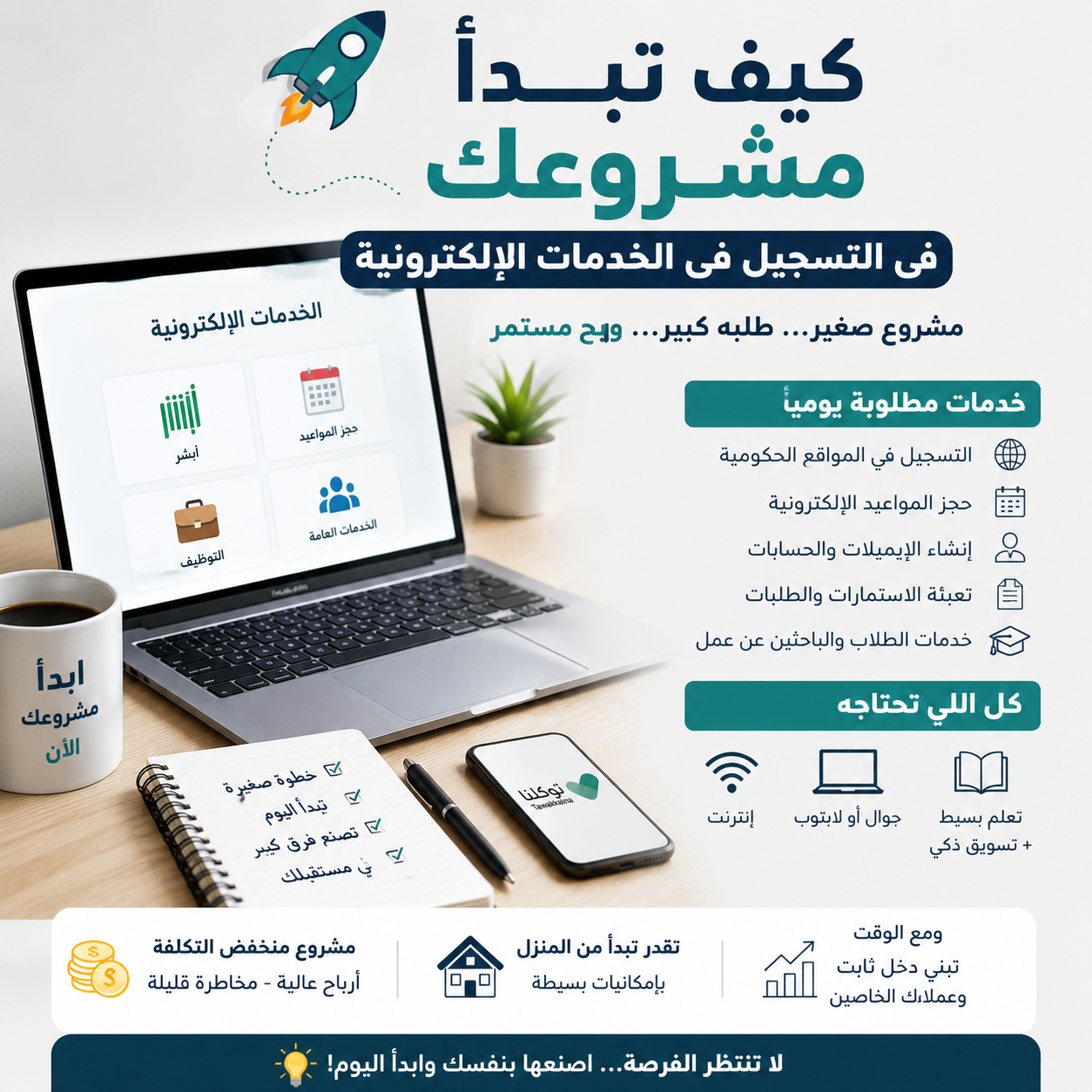 كيف تبدأ مشروعك في التسجيل في الخدمات الإلكترونية 